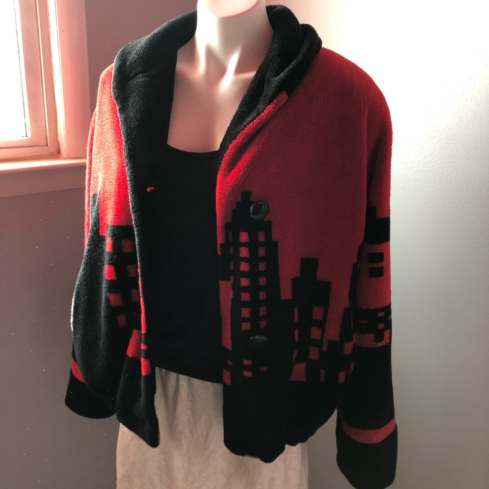 Nordic lights small black and red fuzzy coat - Picture 3 of 6